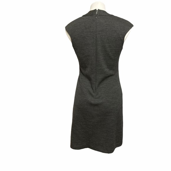 Milly Small Made in Italy Grey Wool Crewneck Button Detail Career Event Dress … - Picture 5 of 9
